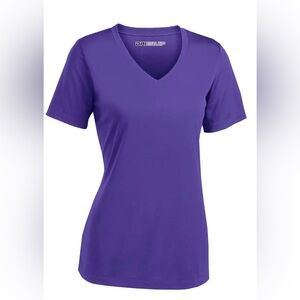 Dri-Equip Moisture Wicking Short Sleeve Athletic V-Neck Purple T-Shirt Size XL